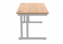 Straight Cantilever Desk | 1400w x 800d mm | Norweigan Beech Top | Silver Frame | Everyday VALUE