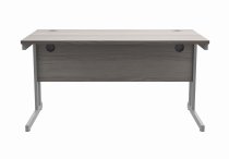 Straight Cantilever Desk | 1400w x 800d mm | Alaskan Grey Oak Top | Silver Frame | Everyday VALUE