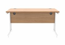 Straight Cantilever Desk | 1400w x 800d mm | Norweigan Beech Top | White Frame | Everyday VALUE