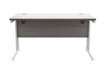 Straight Cantilever Desk | 1400w x 800d mm | Alaskan Grey Oak Top | White Frame | Everyday VALUE