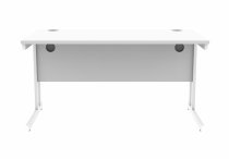 Straight Cantilever Desk | 1400w x 800d mm | Arctic White Top | White Frame | Everyday VALUE