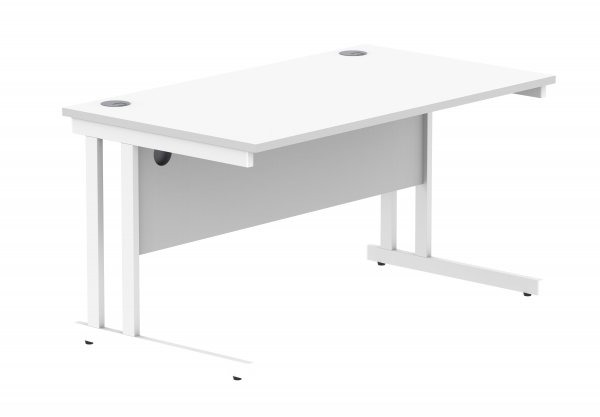 Straight Cantilever Desk | 1400w x 800d mm | Arctic White Top | White Frame | Everyday VALUE