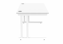 Straight Cantilever Desk | 1400w x 800d mm | Arctic White Top | White Frame | Everyday VALUE