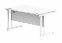 Straight Cantilever Desk | 1400w x 800d mm | Arctic White Top | White Frame | Everyday VALUE