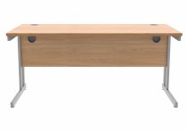 Straight Cantilever Desk | 1600w x 800d mm | Norweigan Beech Top | Silver Frame | Everyday VALUE