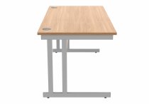 Straight Cantilever Desk | 1600w x 800d mm | Norweigan Beech Top | Silver Frame | Everyday VALUE