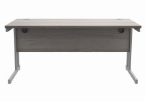 Straight Cantilever Desk | 1600w x 800d mm | Alaskan Grey Oak Top | Silver Frame | Everyday VALUE