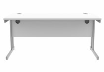 Straight Cantilever Desk | 1600w x 800d mm | Arctic White Top | Silver Frame | Everyday VALUE