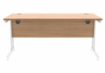 Straight Cantilever Desk | 1600w x 800d mm | Norweigan Beech Top | White Frame | Everyday VALUE