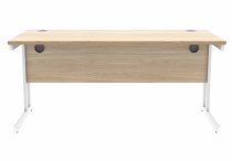 Straight Cantilever Desk | 1600w x 800d mm | Canadian Oak Top | White Frame | Everyday VALUE