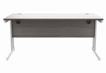 Straight Cantilever Desk | 1600w x 800d mm | Alaskan Grey Oak Top | White Frame | Everyday VALUE