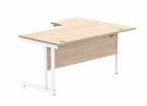 Radial Cantilever Desk | 1600w x 800-1200d mm | Left Handed | Canadian Oak Top | White Frame | Everyday VALUE
