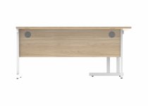 Radial Cantilever Desk | 1600w x 800-1200d mm | Left Handed | Canadian Oak Top | White Frame | Everyday VALUE