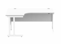 Radial Cantilever Desk | 1600w x 800-1200d mm | Left Handed | Arctic White Top | White Frame | Everyday VALUE