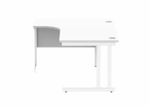 Radial Cantilever Desk | 1600w x 800-1200d mm | Left Handed | Arctic White Top | White Frame | Everyday VALUE