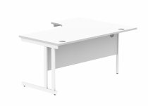 Radial Cantilever Desk | 1600w x 800-1200d mm | Left Handed | Arctic White Top | White Frame | Everyday VALUE