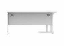 Radial Cantilever Desk | 1600w x 800-1200d mm | Left Handed | Arctic White Top | White Frame | Everyday VALUE