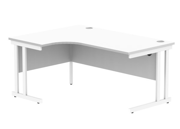 Radial Cantilever Desk | 1600w x 800-1200d mm | Left Handed | Arctic White Top | White Frame | Everyday VALUE