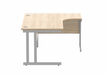 Radial Cantilever Desk | 1600w x 800-1200d mm | Right Handed | Canadian Oak Top | Silver Frame | Everyday VALUE