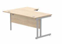 Radial Cantilever Desk | 1600w x 800-1200d mm | Right Handed | Canadian Oak Top | Silver Frame | Everyday VALUE