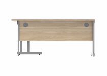 Radial Cantilever Desk | 1600w x 800-1200d mm | Right Handed | Canadian Oak Top | Silver Frame | Everyday VALUE