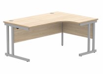 Radial Cantilever Desk | 1600w x 800-1200d mm | Right Handed | Canadian Oak Top | Silver Frame | Everyday VALUE