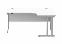 Radial Cantilever Desk | 1600w x 800-1200d mm | Right Handed | Arctic White Top | Silver Frame | Everyday VALUE