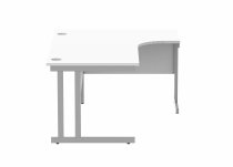 Radial Cantilever Desk | 1600w x 800-1200d mm | Right Handed | Arctic White Top | Silver Frame | Everyday VALUE