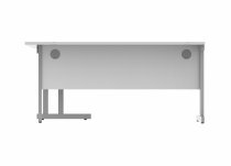 Radial Cantilever Desk | 1600w x 800-1200d mm | Right Handed | Arctic White Top | Silver Frame | Everyday VALUE