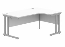 Radial Cantilever Desk | 1600w x 800-1200d mm | Right Handed | Arctic White Top | Silver Frame | Everyday VALUE