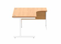 Radial Cantilever Desk | 1600w x 800-1200d mm | Right Handed | Norweigan Beech Top | White Frame | Everyday VALUE