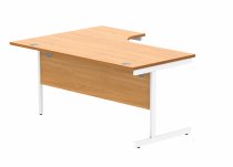 Radial Cantilever Desk | 1600w x 800-1200d mm | Right Handed | Norweigan Beech Top | White Frame | Everyday VALUE