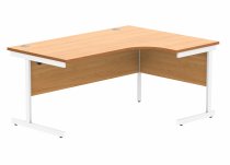 Radial Cantilever Desk | 1600w x 800-1200d mm | Right Handed | Norweigan Beech Top | White Frame | Everyday VALUE