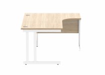 Radial Cantilever Desk | 1600w x 800-1200d mm | Right Handed | Canadian Oak Top | White Frame | Everyday VALUE