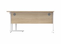 Radial Cantilever Desk | 1600w x 800-1200d mm | Right Handed | Canadian Oak Top | White Frame | Everyday VALUE