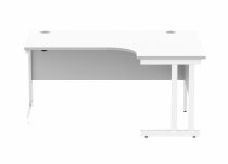 Radial Cantilever Desk | 1600w x 800-1200d mm | Right Handed | Arctic White Top | White Frame | Everyday VALUE