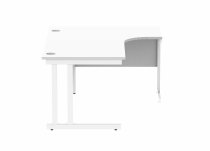 Radial Cantilever Desk | 1600w x 800-1200d mm | Right Handed | Arctic White Top | White Frame | Everyday VALUE