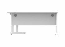 Radial Cantilever Desk | 1600w x 800-1200d mm | Right Handed | Arctic White Top | White Frame | Everyday VALUE