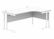 Radial Cantilever Desk | 1600w x 800-1200d mm | Right Handed | Arctic White Top | White Frame | Everyday VALUE