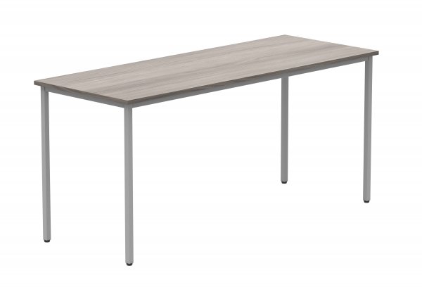 Multi-Purpose Office Table | 730h x 1600w x 600d mm | Alaskan Grey Oak Top | Silver Frame | Everyday VALUE