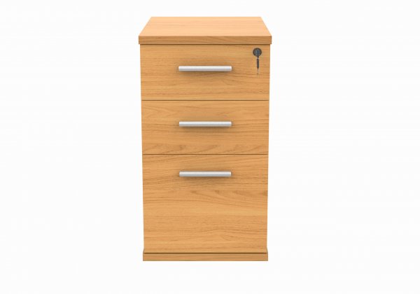 Desk Height Pedestal | 730h x 400w x 600d mm | 3 Drawers | Norweigan Beech | Everyday VALUE