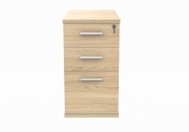 Desk Height Pedestal | 730h x 400w x 800d mm | 3 Drawers | Canadian Oak | Everyday VALUE