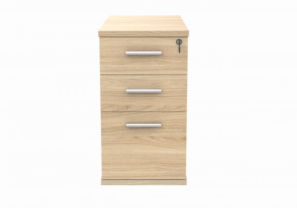 Desk Height Pedestal | 730h x 400w x 800d mm | 3 Drawers | Canadian Oak | Everyday VALUE