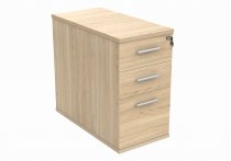 Desk Height Pedestal | 730h x 400w x 800d mm | 3 Drawers | Canadian Oak | Everyday VALUE