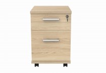 Straight Cantilever Desk & Pedestal Bundle | Desk 1200w x 800d | 2 Drawer Mobile Pedestal | Canadian Oak | Silver | Everyday VALUE