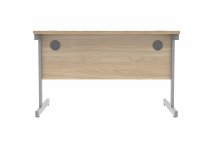 Straight Cantilever Desk & Pedestal Bundle | Desk 1200w x 800d | 2 Drawer Mobile Pedestal | Canadian Oak | Silver | Everyday VALUE