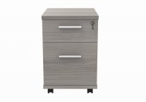 Straight Cantilever Desk & Pedestal Bundle | Desk 1200w x 800d | 2 Drawer Mobile Pedestal | Alaskan Grey Oak | Silver | Everyday VALUE