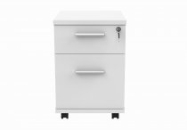 Straight Cantilever Desk & Pedestal Bundle | Desk 1200w x 800d | 2 Drawer Mobile Pedestal | Arctic White | Silver | Everyday VALUE