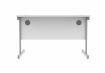 Straight Cantilever Desk & Pedestal Bundle | Desk 1200w x 800d | 2 Drawer Mobile Pedestal | Arctic White | Silver | Everyday VALUE