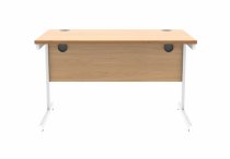 Straight Cantilever Desk & Pedestal Bundle | Desk 1200w x 800d | 2 Drawer Mobile Pedestal | Norweigan Beech | White | Everyday VALUE